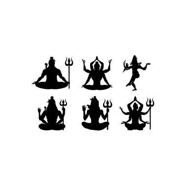 silhouette God Shiva Hinduism in India along with Brahma and Vishnu triad in the divine and supreme god in Saivism clipart