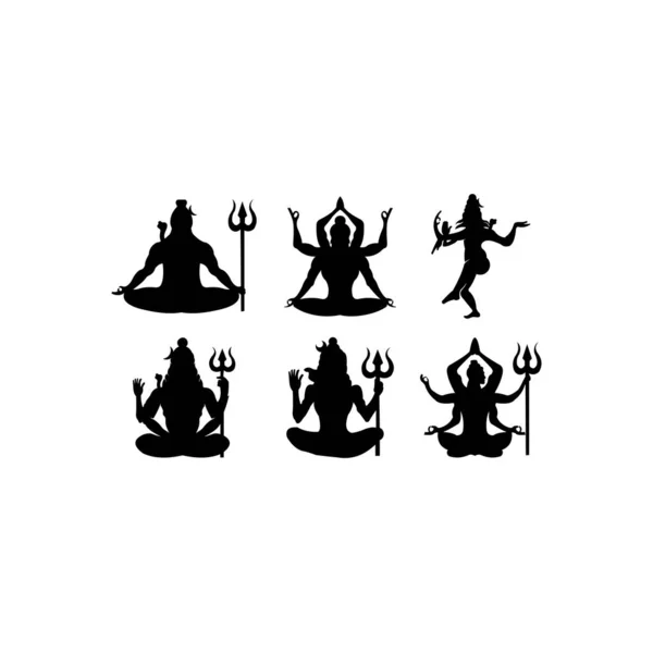 Silhouet God Shiva Hindoeïsme India Samen Met Brahma Vishnu Triade — Stockvector