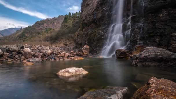 Tawang Waterfall Arunachal Timelapse — Stock Video