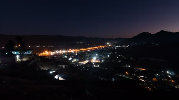 Ciudad Nocturna Timelapse Ziro Arunachal — Vídeos de Stock