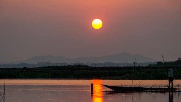 Timelapse Coucher Soleil Lac — Video