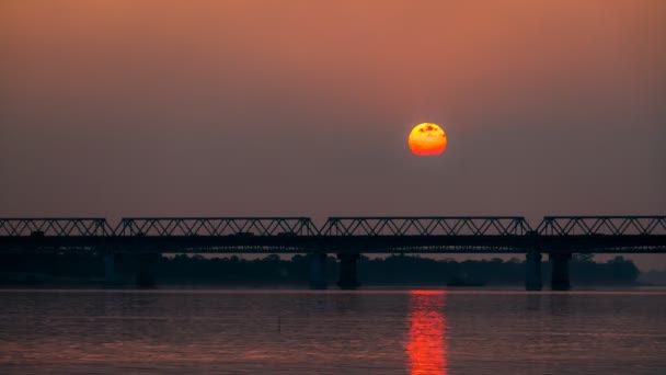 Zachód Słońca Timelapse Nad Mostem Saraighat Guwahati — Wideo stockowe