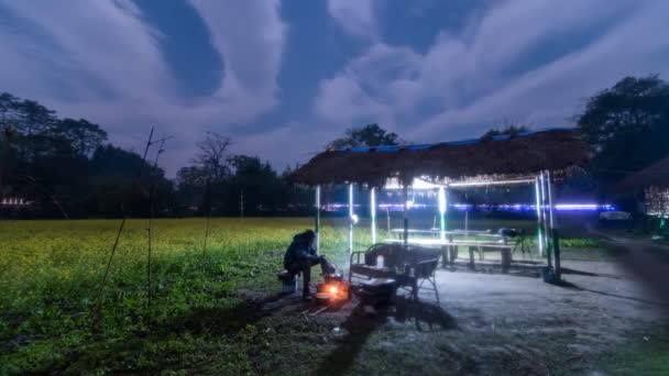 Campo Fogueira Timelapse Índia — Vídeo de Stock