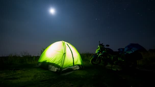 Camping Sous Les Milliards Étoiles Lune Timelapse — Video