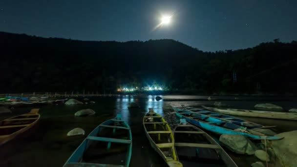 Dwaki Deki Umngot Nehri Nin Üzerinde Gece Zamanlaması — Stok video