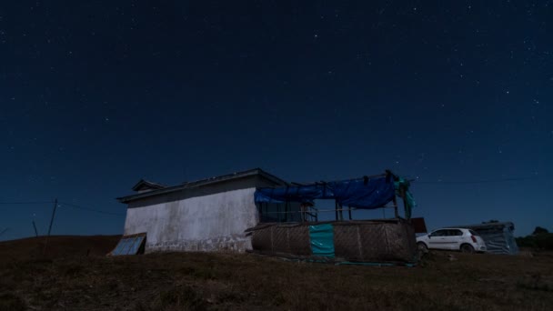 Percorso Del Cielo Notturno Timelapse Meghalaya — Video Stock