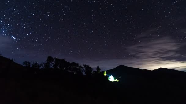 Noche Estrellada Valle Dzukou Timelapse — Vídeos de Stock