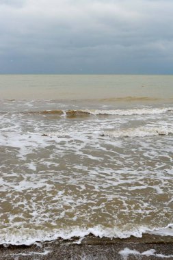 Kış beach Kırım'Karadeniz kıyısında