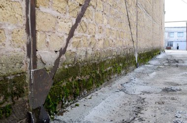 Endüstriyel bir binanın duvarında moss