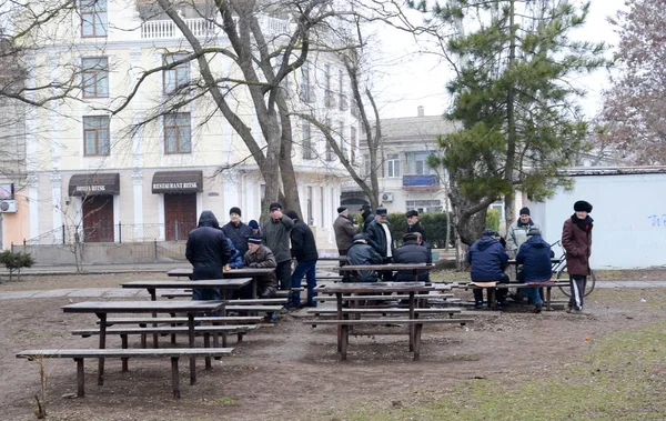 Šachy na nábřeží Yevpatoria Krym — Stock fotografie
