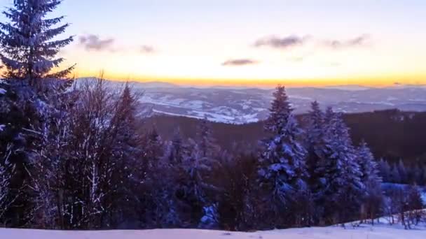 Winterlandschaft. Sonnenaufgang. — Stockvideo