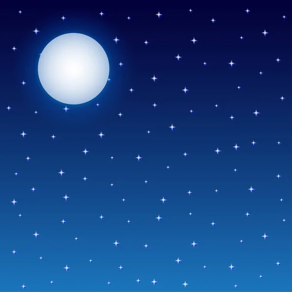 Luna Llena Cielo Estrellado Noche Cuadrado Fondo — Archivo Imágenes Vectoriales