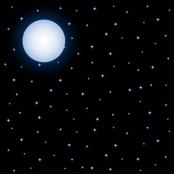 Luna Llena Cielo Estrellado Nocturno Cuadrado Sobre Fondo Negro — Archivo Imágenes Vectoriales