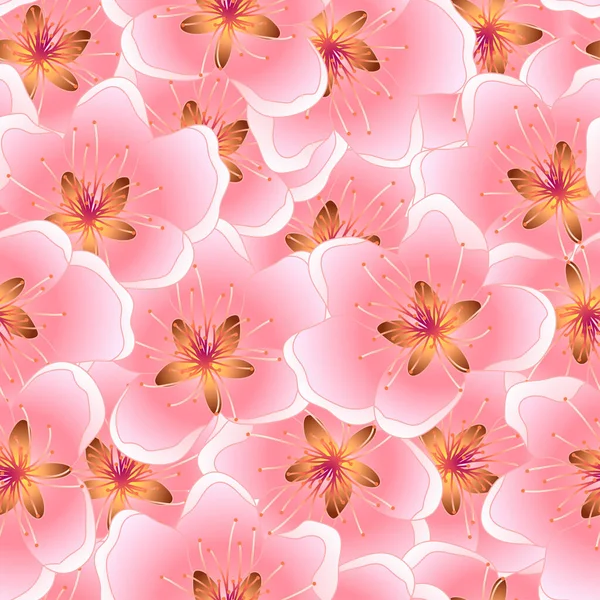 Fondo Textura Sin Costura Peach Blossom — Vector de stock