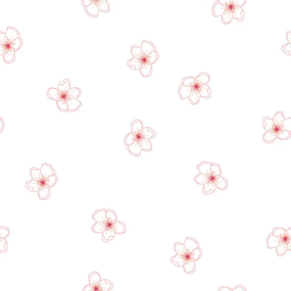 Bunte Linie Pfirsich Kirschblüte Nahtlose Textur Hintergrund — Stockvektor