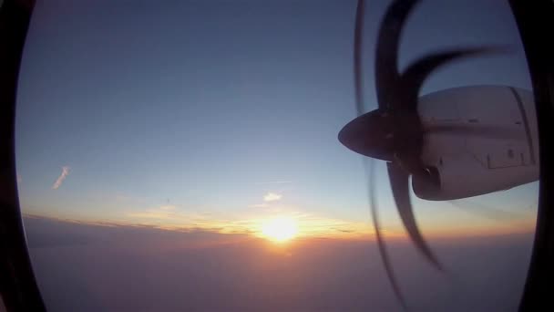 Vue de l'hélice fenêtre de l'avion — Video