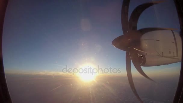 Uçak pencere pervane görünümü — Stok video