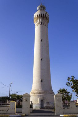 Deniz feneri El Aank gökyüzü arka plan ile. Casablanca.