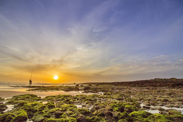 Atlanten solnedgången vid Tamarist strand, i Casablanca — Stockfoto