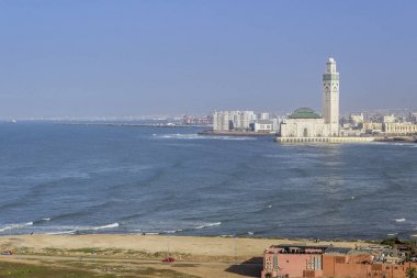 Deniz feneri El Hank üst panoramik Grande Mosquee Hassan II