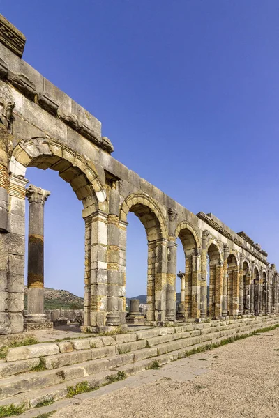 Archaeological Site of Volubilis, ancient Roman empire city, Unesco World Heritage Site — Stock Photo, Image