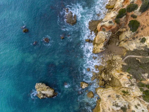 Aerial beautiful rocks and cliffs seascape shore view near Albuf — Stock Photo, Image