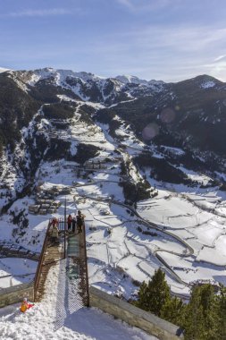 Canillo köy görünümü gözlem güverteden, Roc Del Quer t
