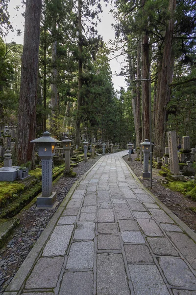 Okunoin Mezarlığı, Japonya 'nın en kutsal yerlerinden biri. Okunoin 'deki mezar sayısı 200 binden fazla, Koyasan, Japonya. — Stok fotoğraf