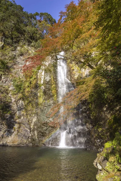 Höstfärger i Minoo Forested Park och Waterfall, ett rymligt naturområde i förorten Osaka, Japan. — Stockfoto