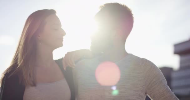 Young couple in love talking together — Stock Video