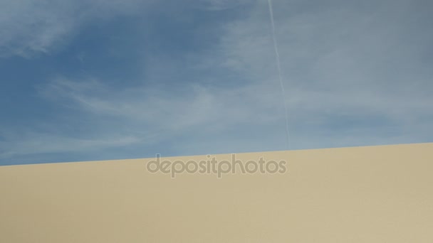 Padre e figlio saltano gioiosamente giù dalle dune — Video Stock