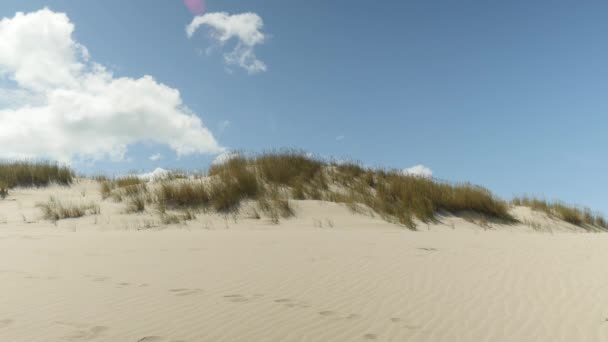 Vista de la duna de arena con cielo azul — Vídeo de stock