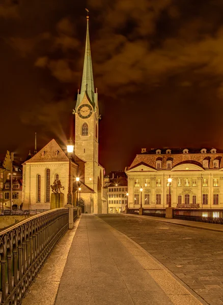 Zürih, Hdr Fraumunster katedral Kulesi — Stok fotoğraf