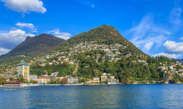 Vista sulla città di Lugano, Svizzera — Foto Stock