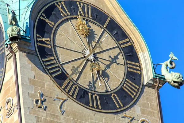 Face of the clock of the Fraumunster Cathedral in Zurich — Stock Photo, Image