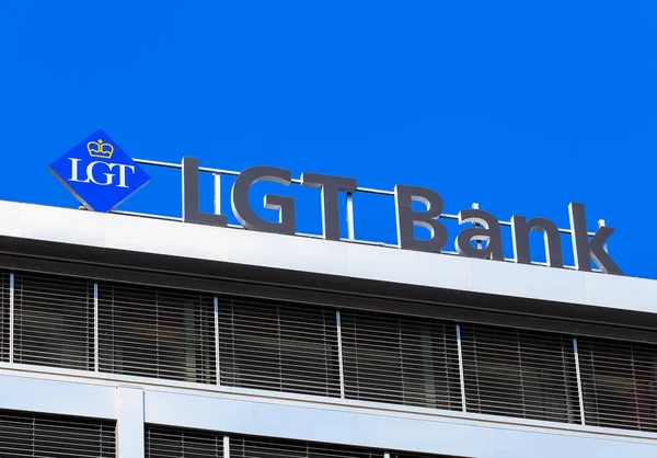 LGT Bank sign on the top of a building in Geneva — Stock Photo, Image