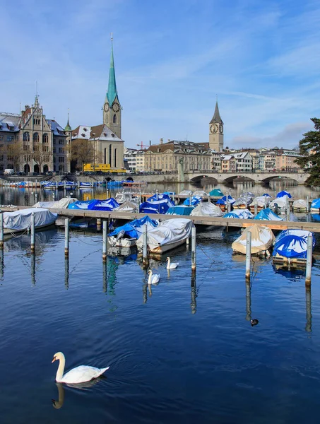 Pemandangan Wintertime di Zurich, Swiss — Stok Foto