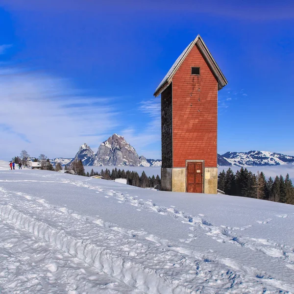 Προβολή του χειμώνα στο χωριό Stoos, Ελβετία — Φωτογραφία Αρχείου