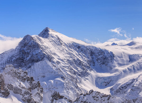 Wintertime view from Mt. Titlis in Switzerland
