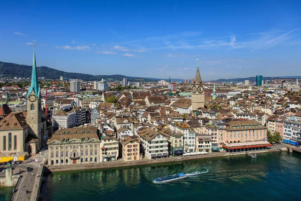 City of Zurich as seen from the tower of the Grossmunster Cathedral — Stock Photo, Image