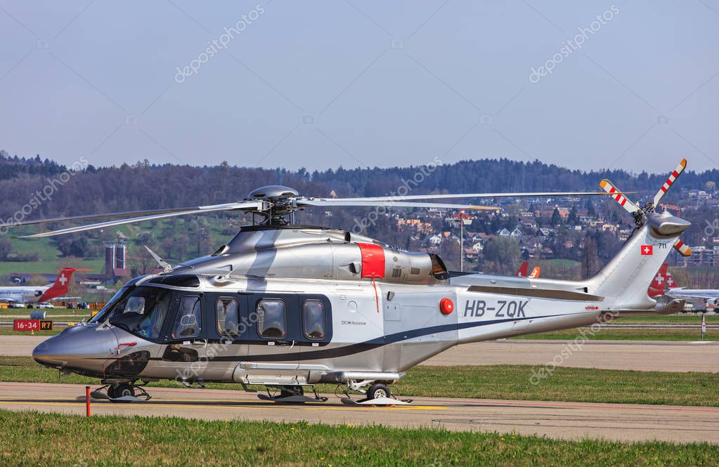 AgustaWestland AW 139 helicopter in the Zurich Airport Stock