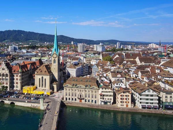 View of Zurich from the tower of the Grossmunster cathedral — Stock Photo, Image