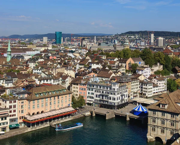 View of Zurich from the tower of the Grossmunster cathedral — Stock Photo, Image