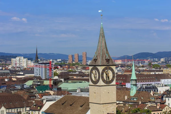 View of Zurich from the tower of the Grossmunster cathedral — Stock Photo, Image