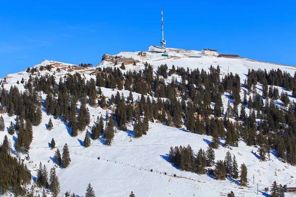 Csúcstalálkozó Mt. Rigi, Svájc, télen — Stock Fotó