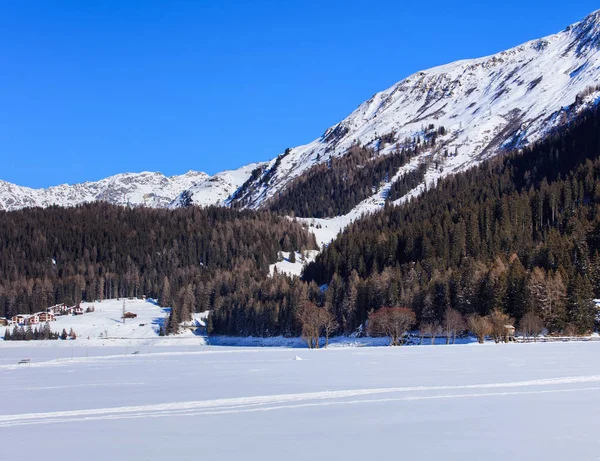 Vista invernale dalla città di Davos in Svizzera — Foto Stock
