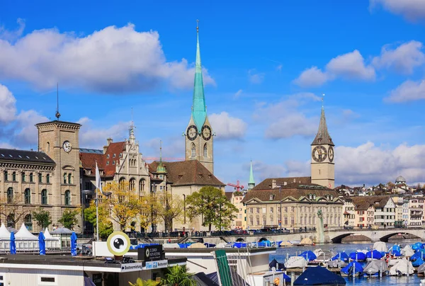 View along the Limmat river in Zurich, Switzerland — Stock Photo, Image