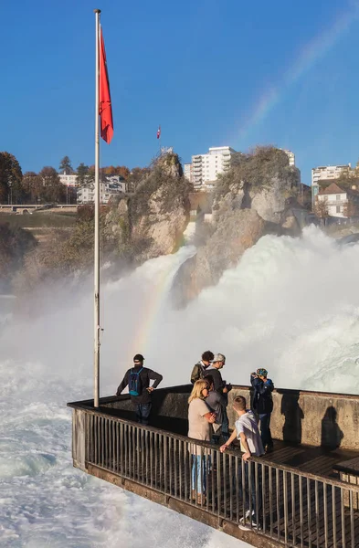 The Rhine Falls waterfall in Switzerland in autumn — Stock Photo, Image