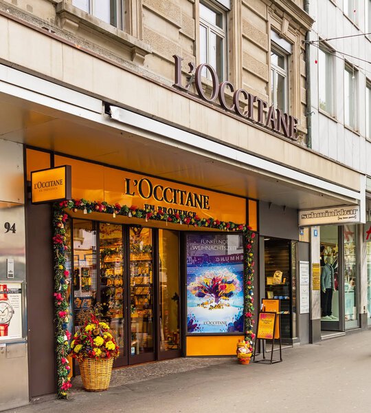 Stores on Bahnhofstrasse street in Zurich decorated for Christmas