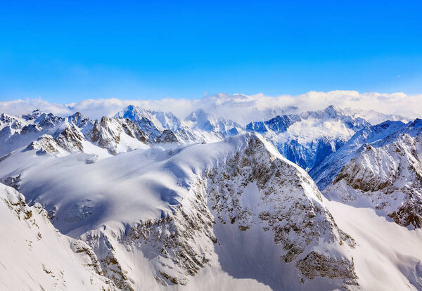 Wintertime view from Mt. Titlis in Switzerland